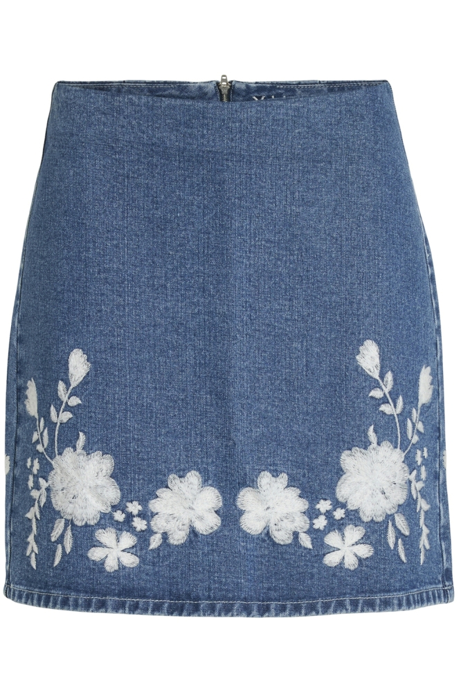 VIBROIDY HW MINI SKIRT/FT/KA 14110039 MEDIUM BLUE DENIM/WHITE EMB